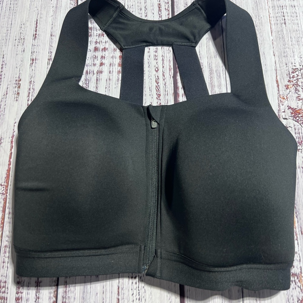 All In Motion Women's Sculpt High Support Zip-Front Sports Bra 38DD Black